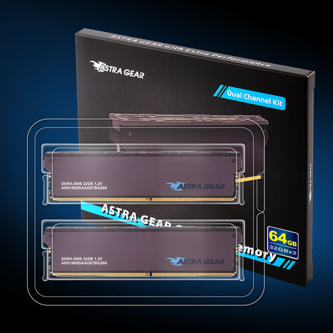 Astra Gear DDR4 64GB(32GBx2) 2666MHz CL16 1.2V Overclocking Desktop Gaming Memory
